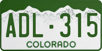 CO license plate ADL315