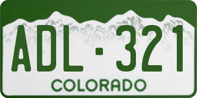CO license plate ADL321