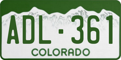 CO license plate ADL361
