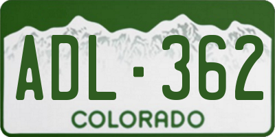 CO license plate ADL362