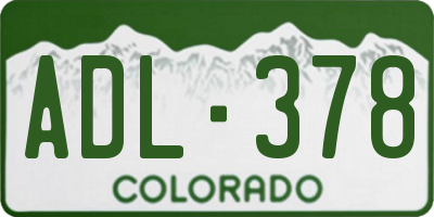 CO license plate ADL378