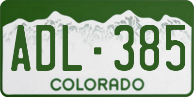 CO license plate ADL385
