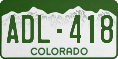 CO license plate ADL418