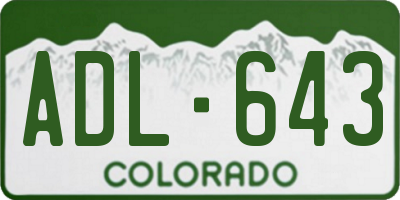 CO license plate ADL643