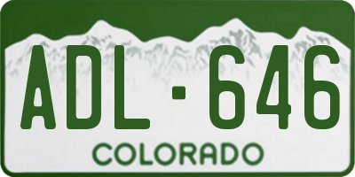 CO license plate ADL646