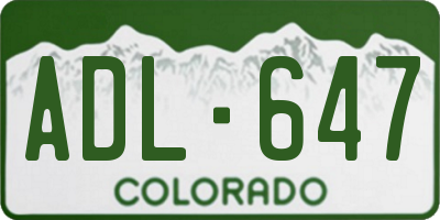 CO license plate ADL647