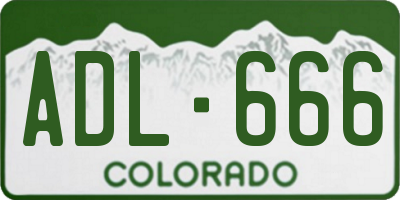 CO license plate ADL666