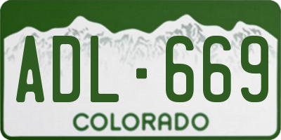 CO license plate ADL669