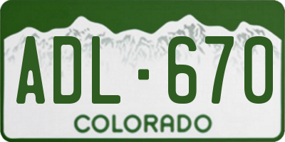 CO license plate ADL670
