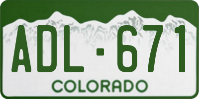 CO license plate ADL671