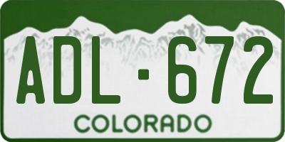 CO license plate ADL672