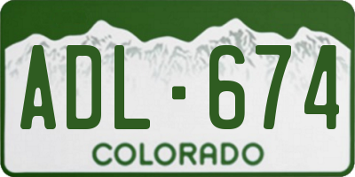 CO license plate ADL674