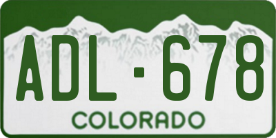 CO license plate ADL678