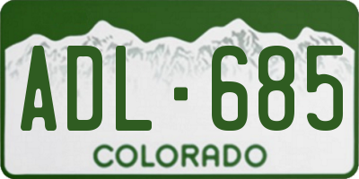 CO license plate ADL685