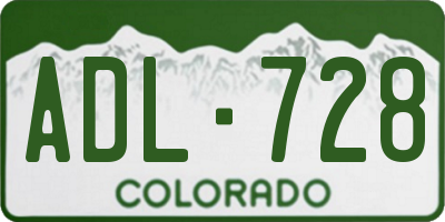 CO license plate ADL728
