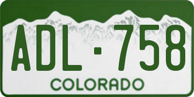 CO license plate ADL758