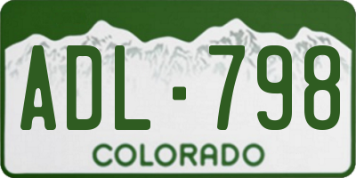 CO license plate ADL798