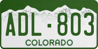 CO license plate ADL803