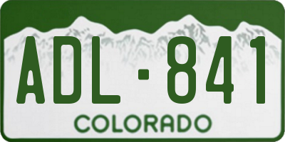 CO license plate ADL841