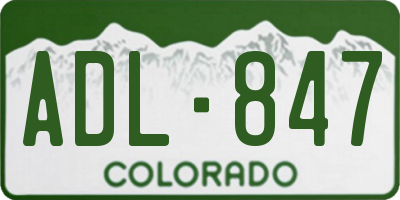 CO license plate ADL847