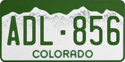 CO license plate ADL856