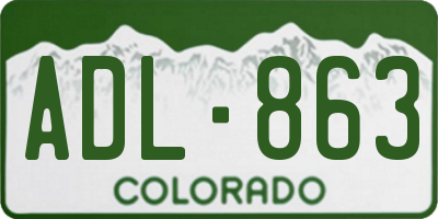 CO license plate ADL863