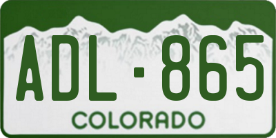 CO license plate ADL865