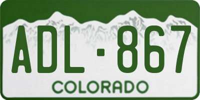 CO license plate ADL867