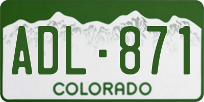 CO license plate ADL871
