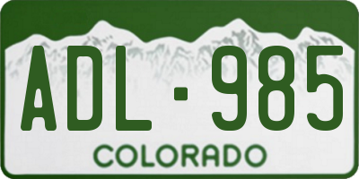 CO license plate ADL985