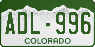 CO license plate ADL996