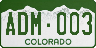 CO license plate ADM003