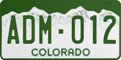 CO license plate ADM012