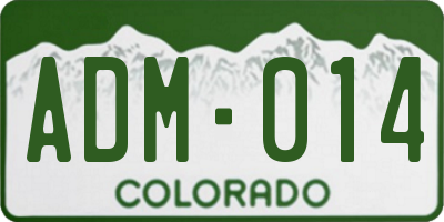 CO license plate ADM014