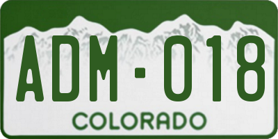 CO license plate ADM018