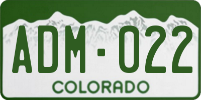CO license plate ADM022