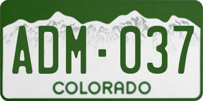 CO license plate ADM037