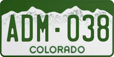 CO license plate ADM038