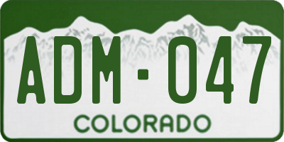 CO license plate ADM047