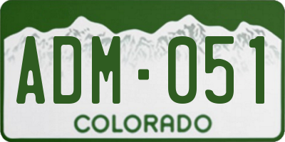 CO license plate ADM051