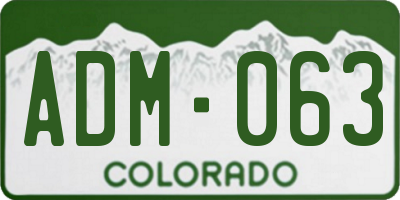 CO license plate ADM063
