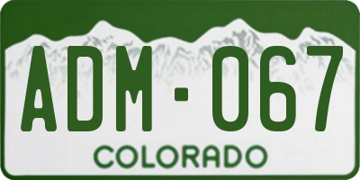CO license plate ADM067
