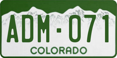 CO license plate ADM071