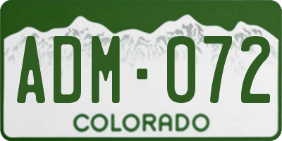 CO license plate ADM072