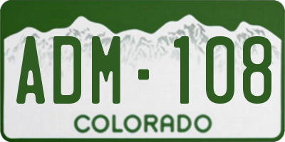 CO license plate ADM108