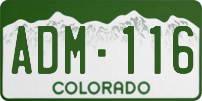 CO license plate ADM116