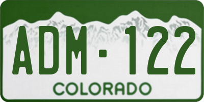CO license plate ADM122