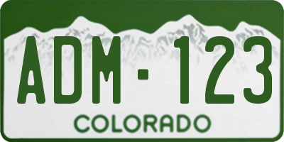 CO license plate ADM123