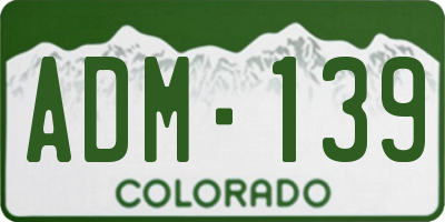 CO license plate ADM139