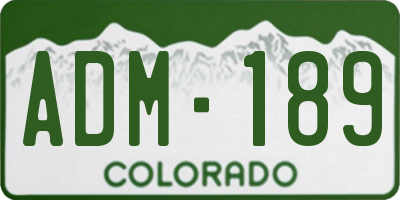 CO license plate ADM189